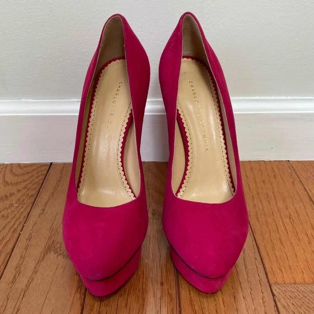 Charlotte Olympia Dolly platform heels pink suede‎ size 40